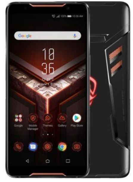 Mostra Asus ROG Phone na cor preta e vermelha