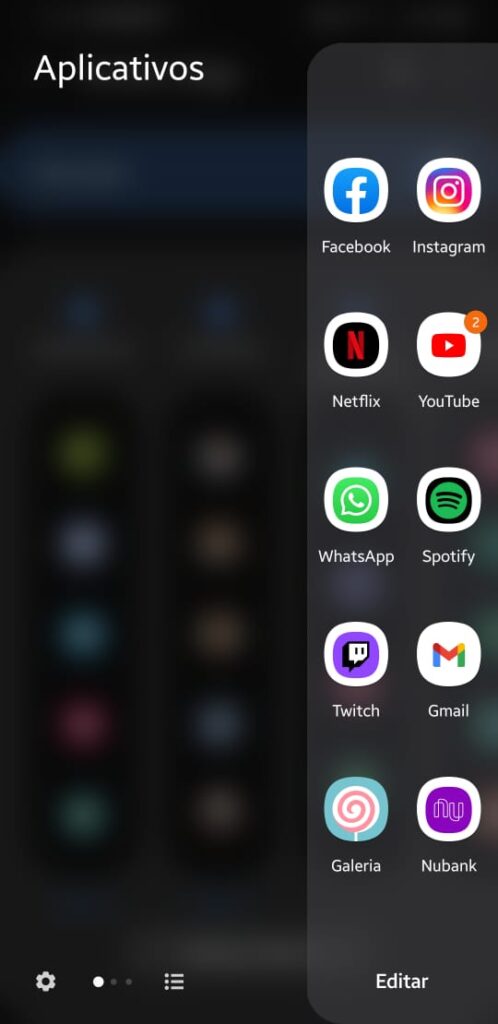 Black Friday - print da tela mostrando o recurso tela Edge no smartphone